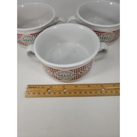 Tabasco Logo Chili Soup Stoneware Bowls Set of 3 with Handles Southwest Graphics - Picture 12 of 15